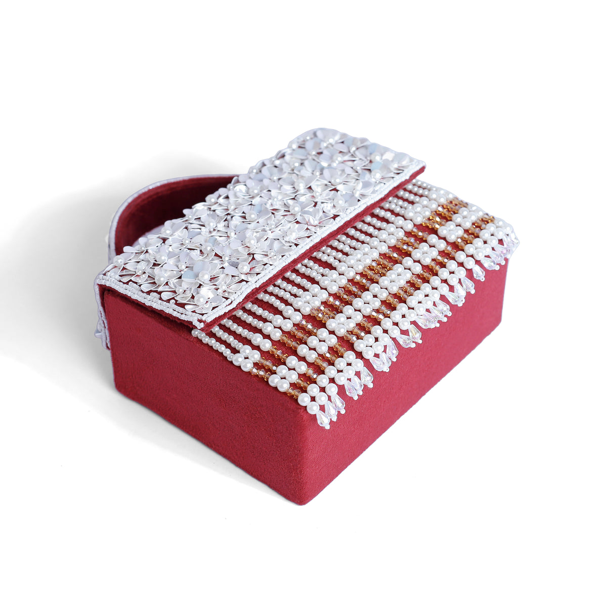 Magnolia Maroon Velvet Embroidery Women Clutch