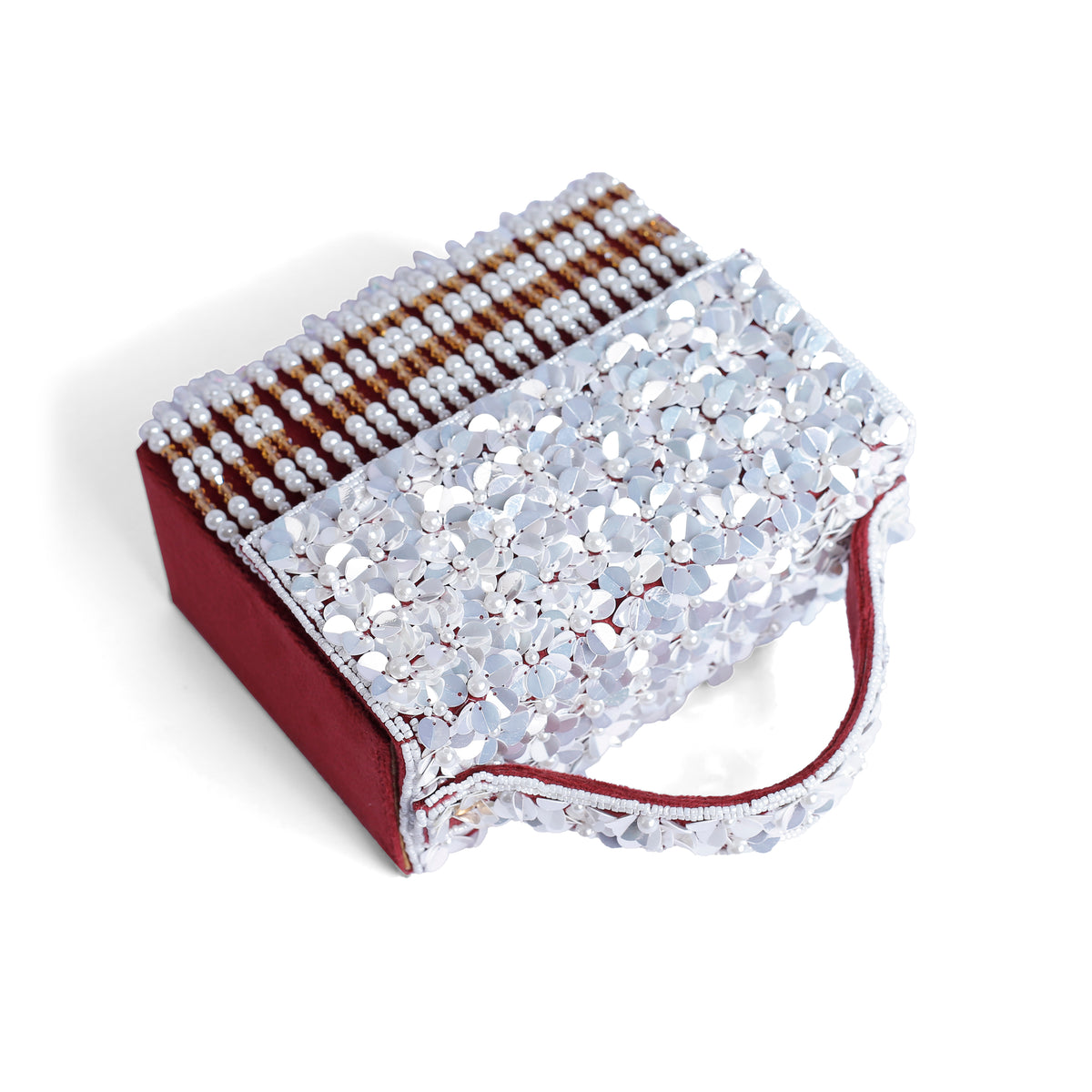 Magnolia Maroon Velvet Embroidery Women Clutch