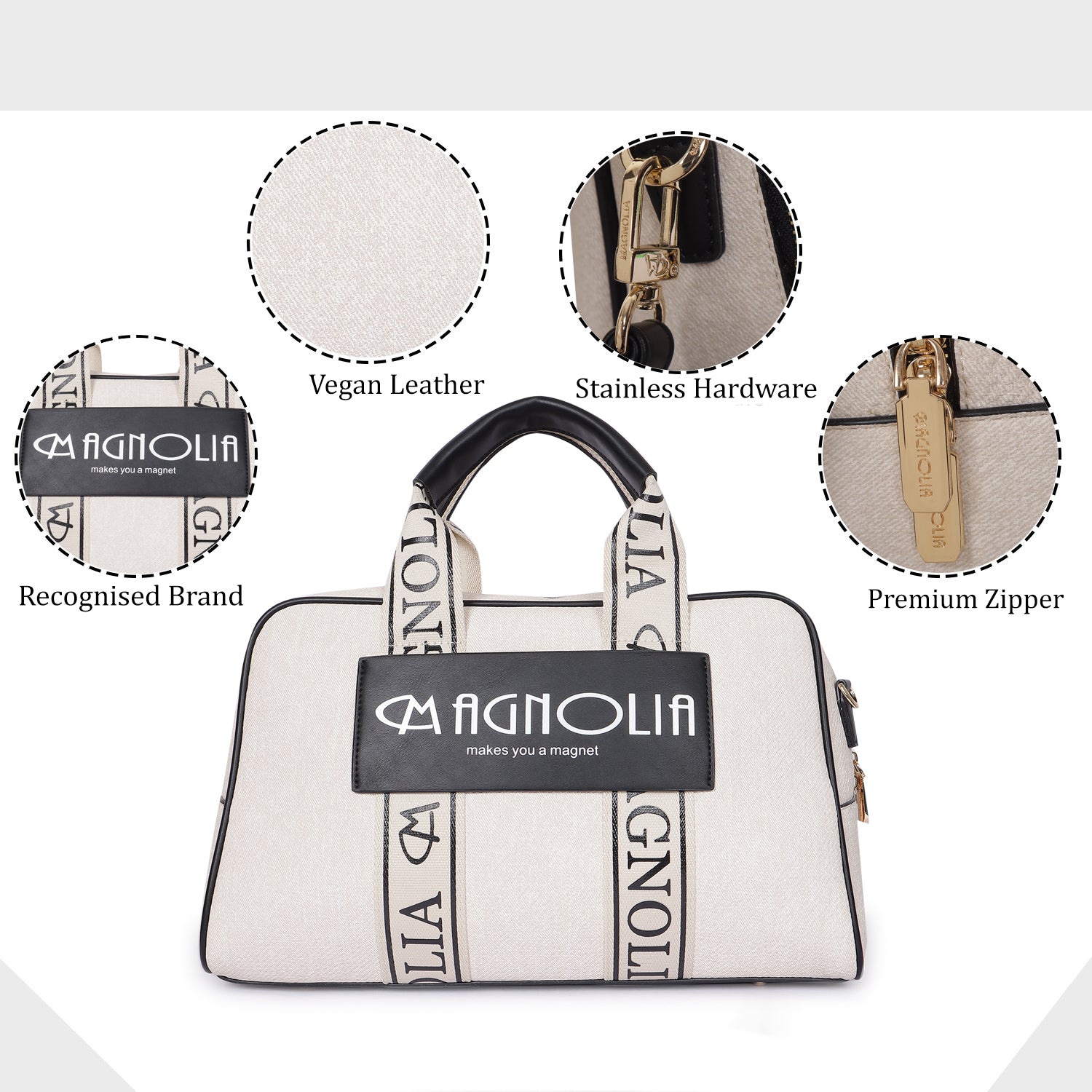 Magnolia Signature Duffle Bag White & Black