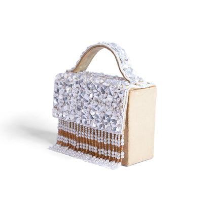Magnolia Cream Velvet Embroidery Women Clutch