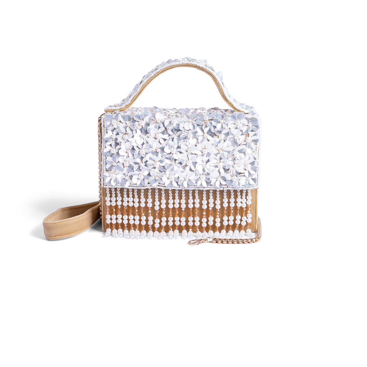Magnolia Cream Velvet Embroidery Women Clutch