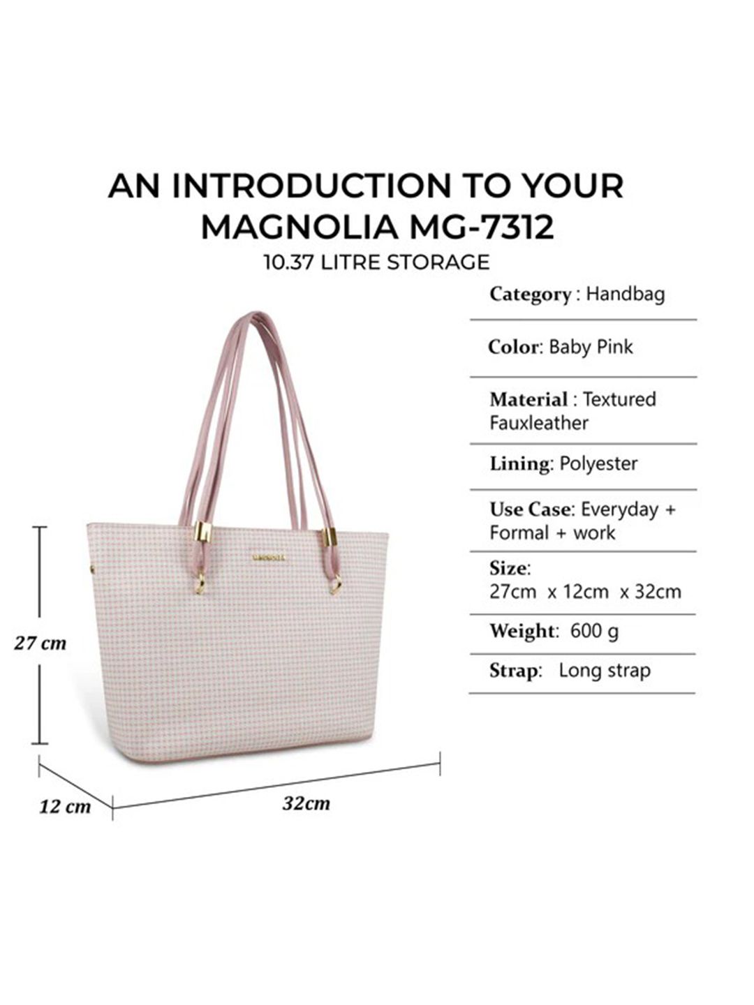 Magnolia Stylish Textured Tote Bag for Women with Spacious Compartments