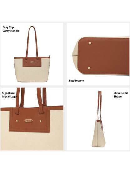 Magnolia Beige PU Leather Textured One Size Women Tote