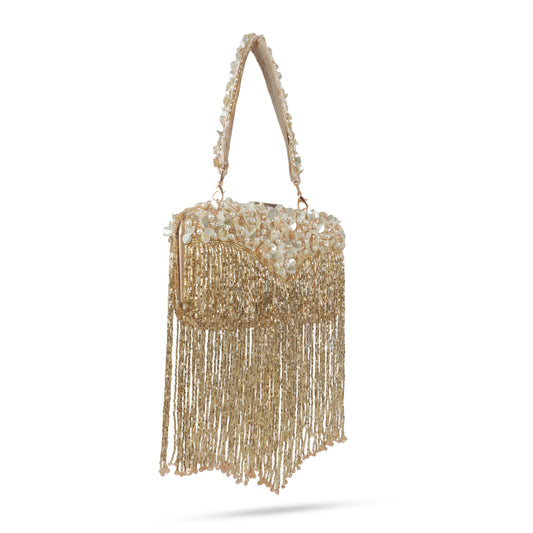 Magnolia Rose Gold Velvet Embellished Women Clutch