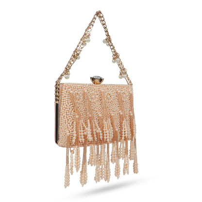 Magnolia Peach Velvet Embellished Women Clutch