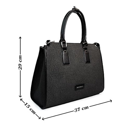 Magnolia® Premium Faux Leather Handbag – 10L Spacious Everyday & Office Bag | Black