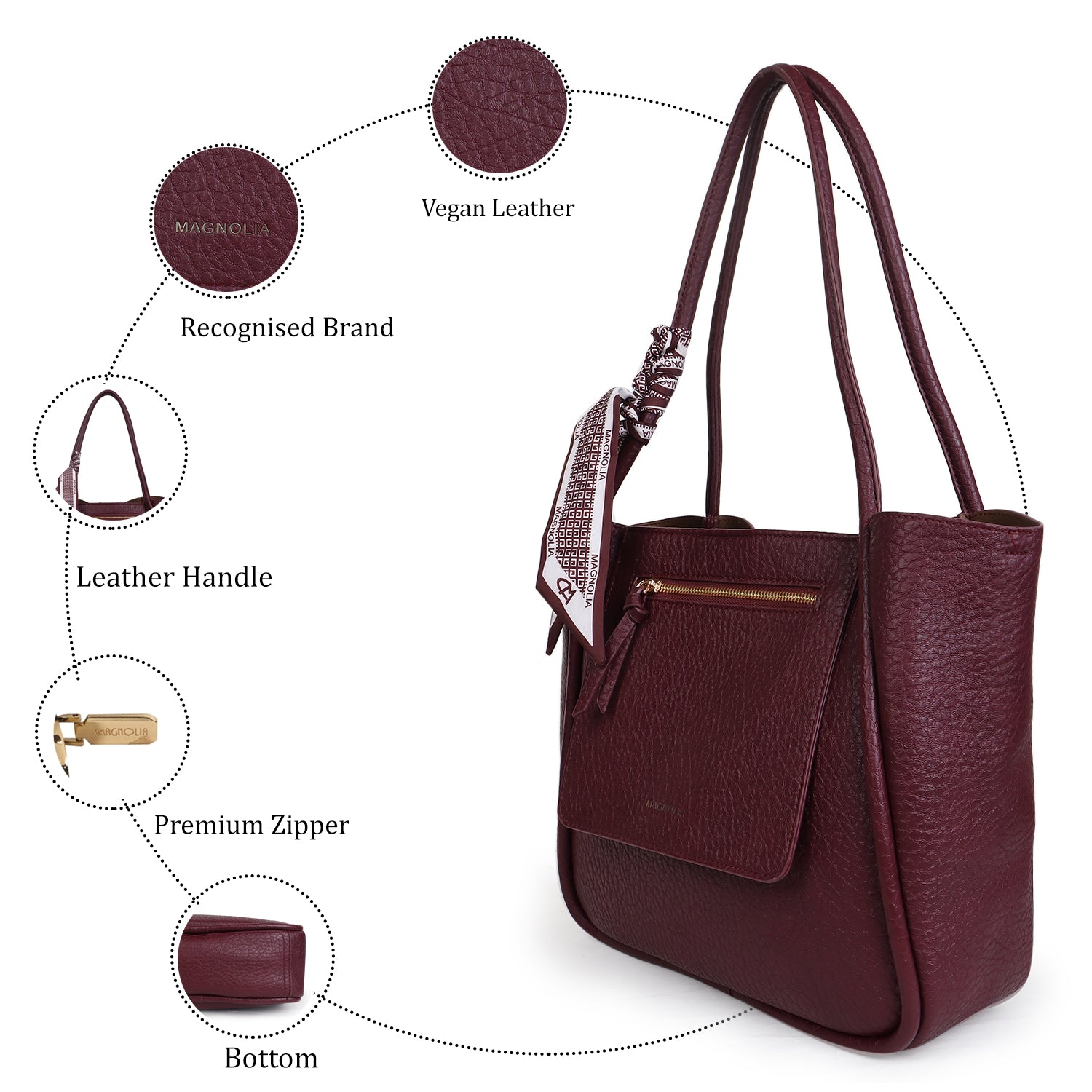 Magnolia Michela Medium Tote Bag Maroon