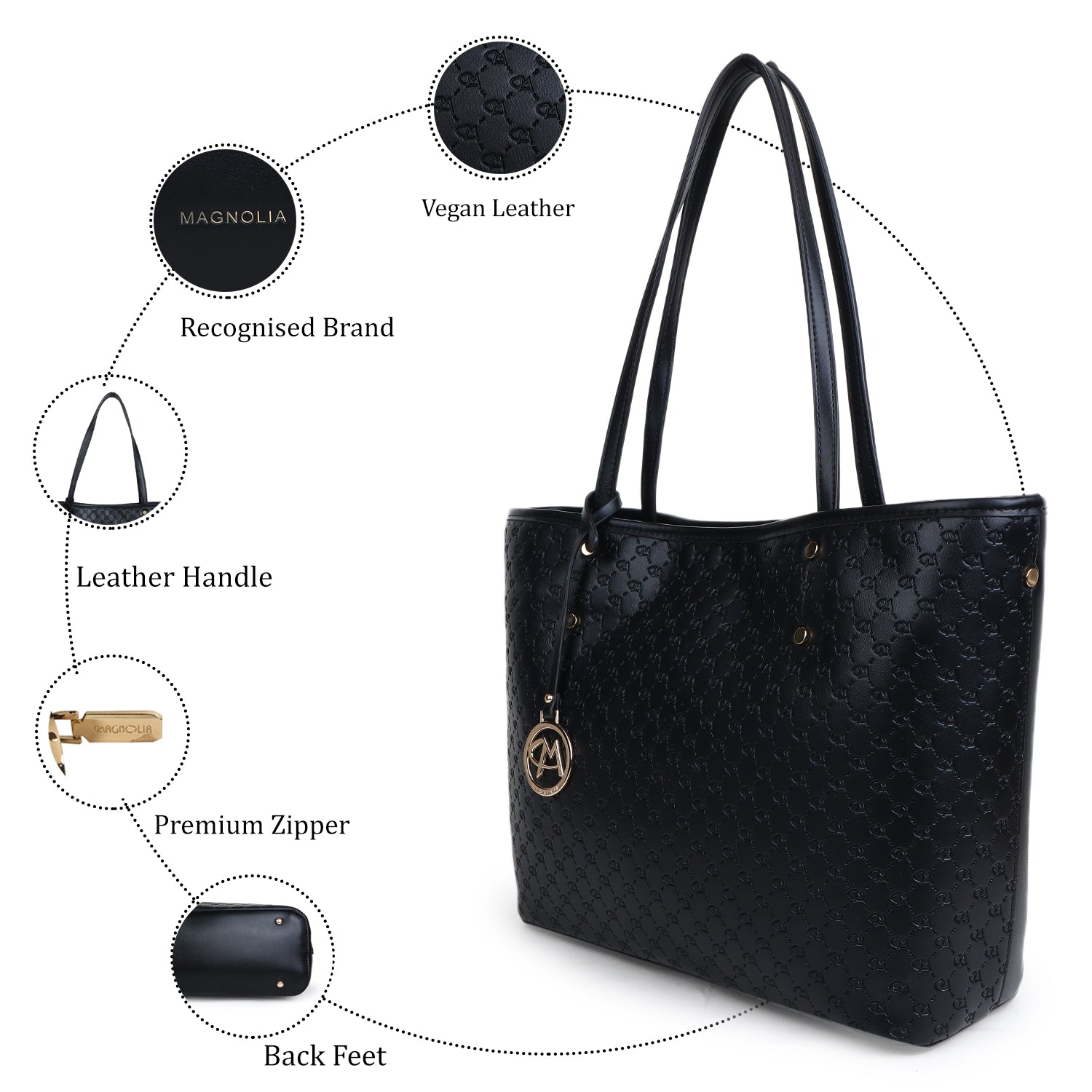 Magnolia Gia Medium Tote Bag Black