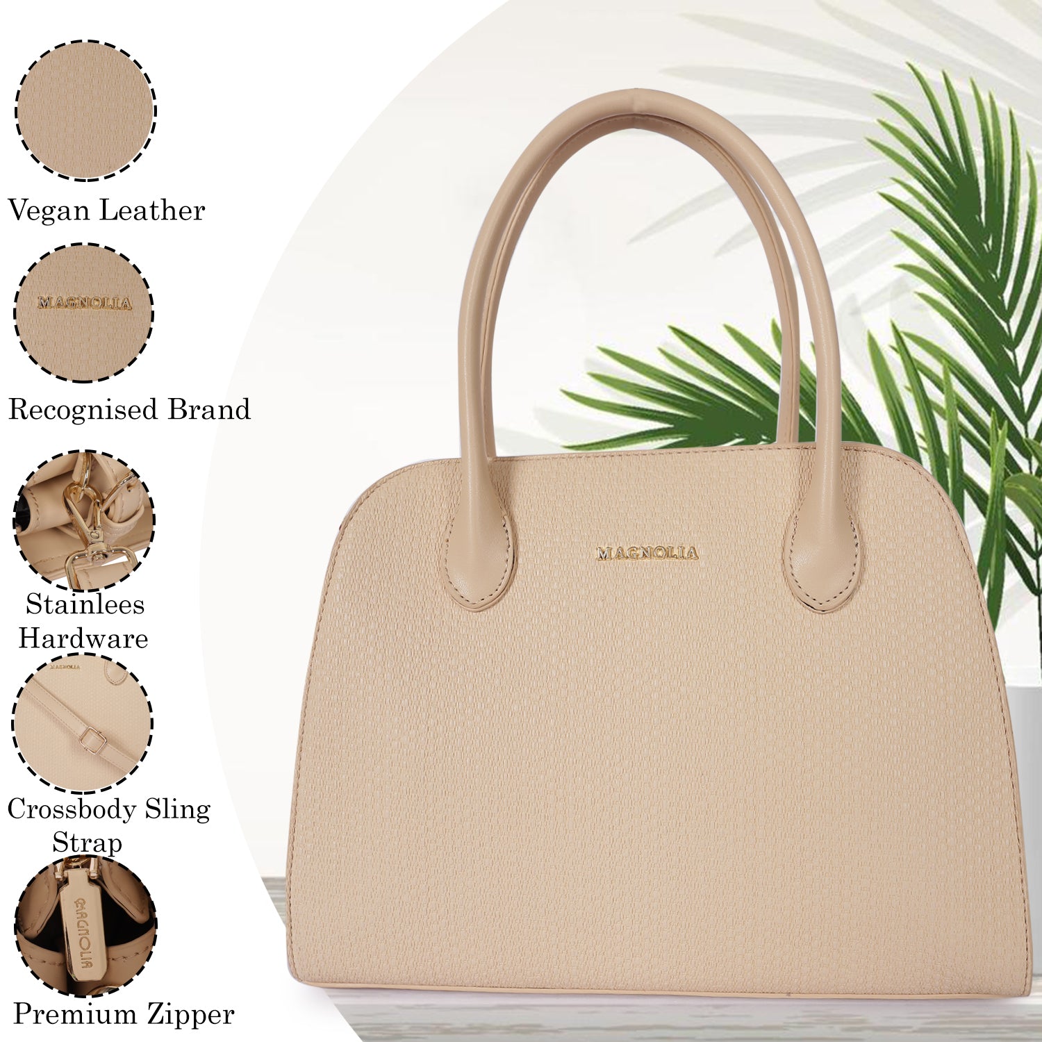 Magnolia Camille Textured Satchel Beige