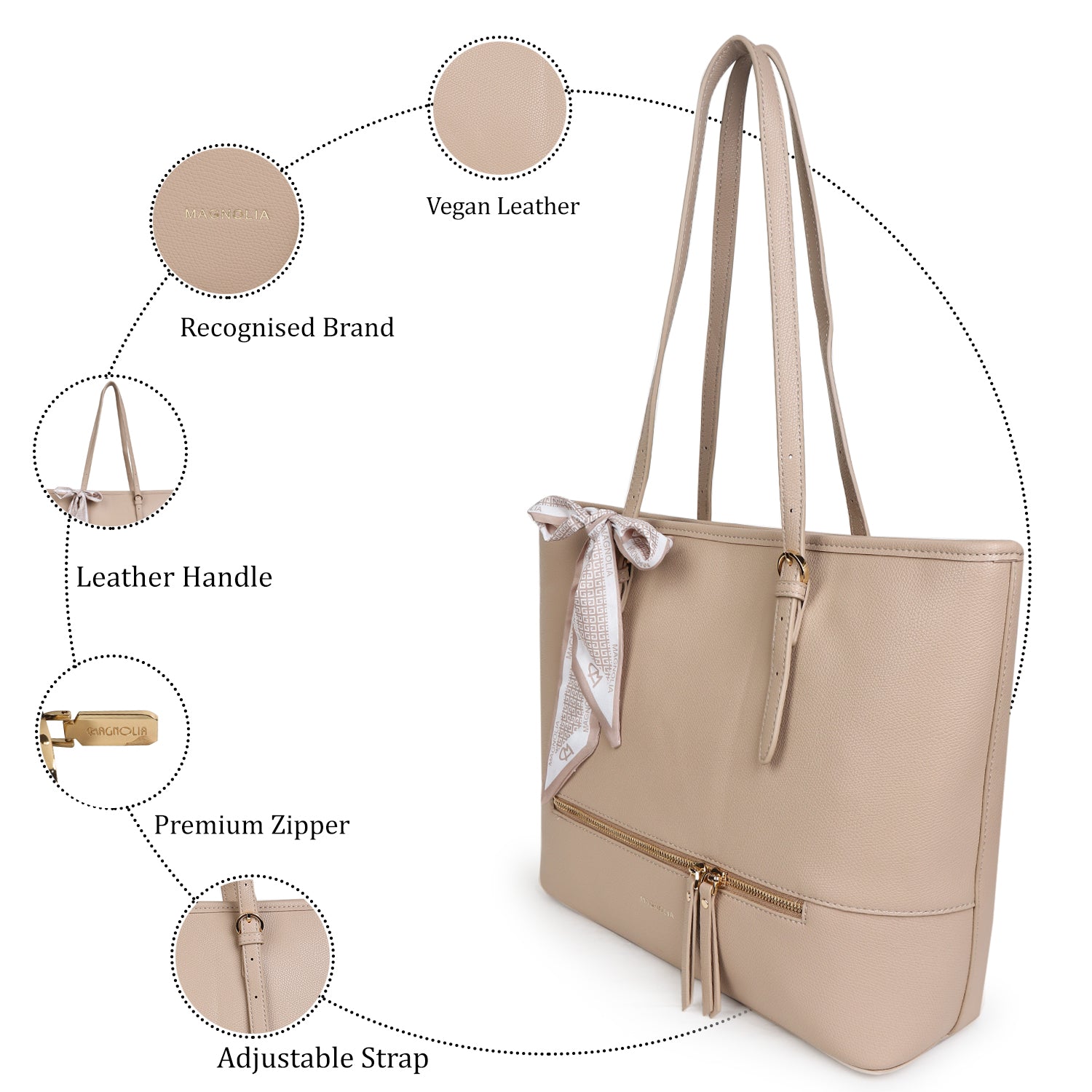 Magnolia Bruna Medium Tote Bag Beige