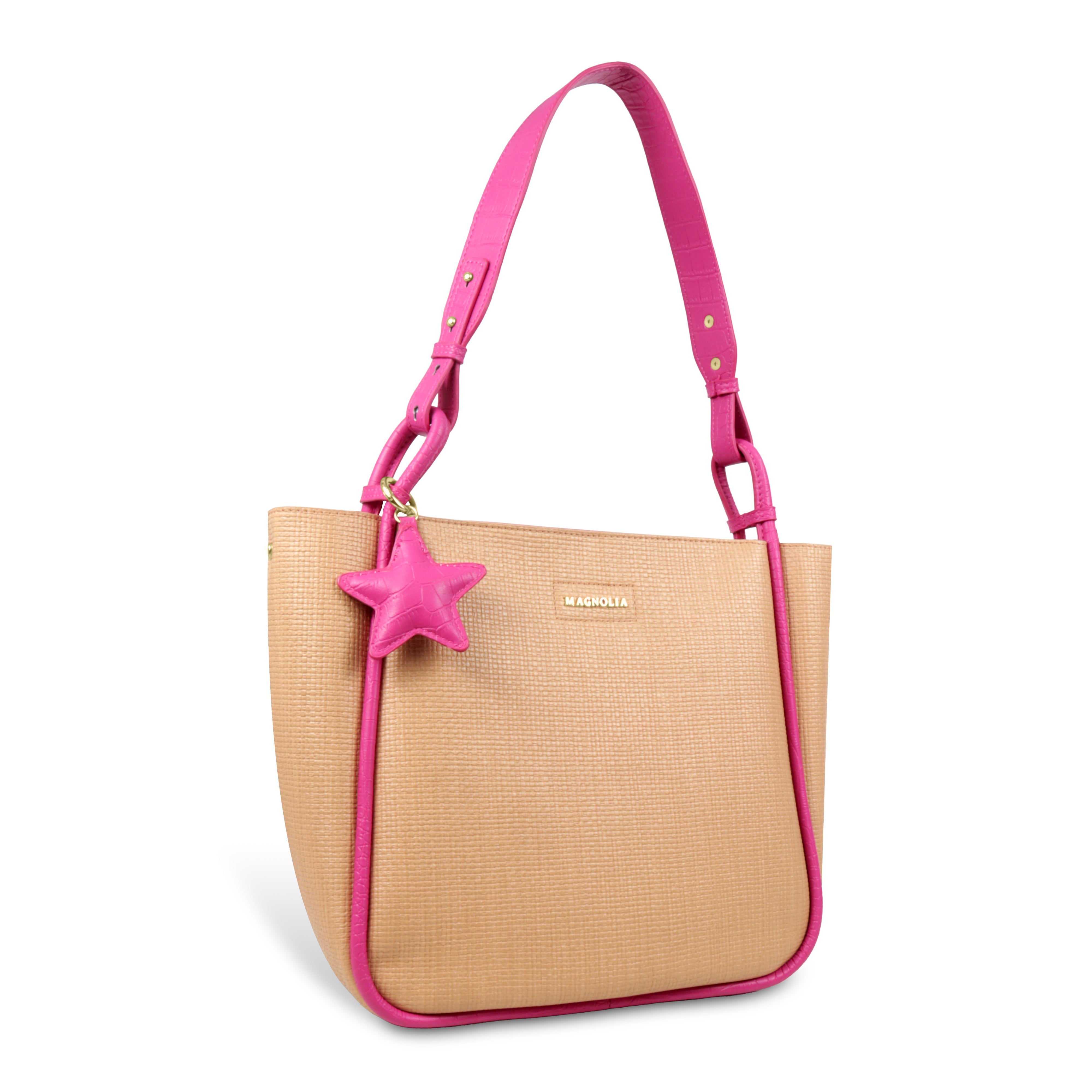 Stylish Leather Tote Bag with Star Charm & Spacious Interior