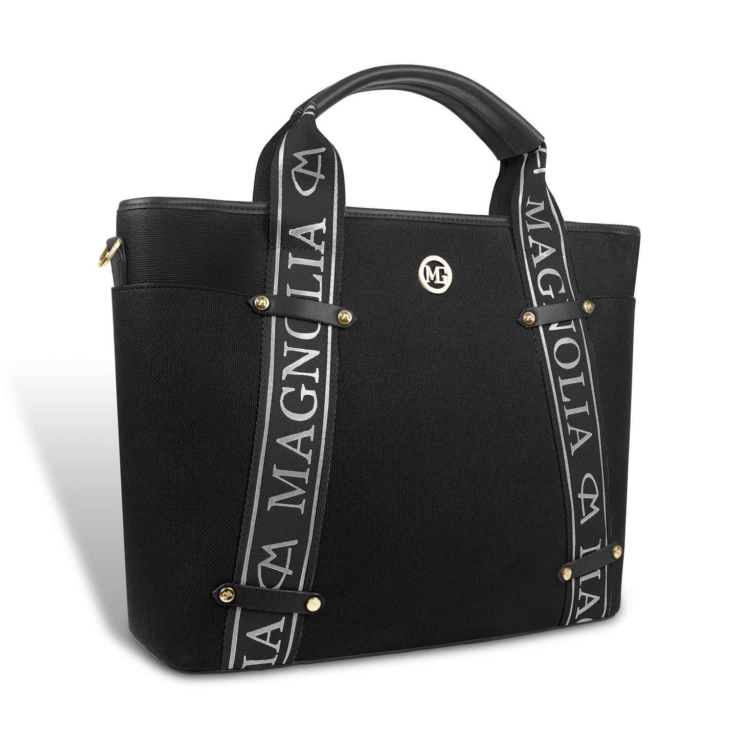 Magnolia® Vegan Leather Black Handbag – 15L Spacious Tote for Everyday & Work Use