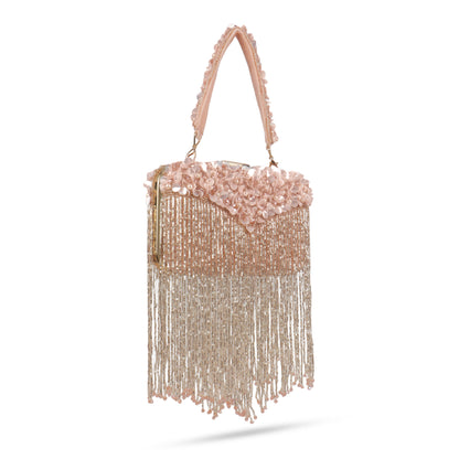 Magnolia Pink Velvet Embellished Women Clutch