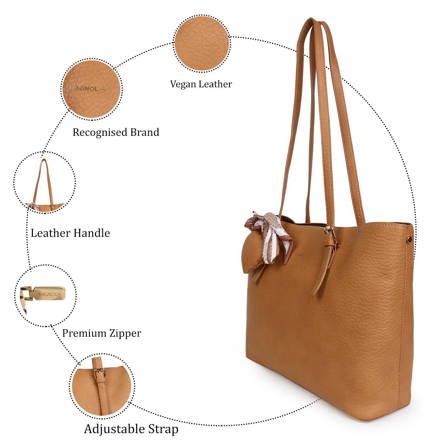 Magnolia Dion Medium Tote Bag Tan Brown