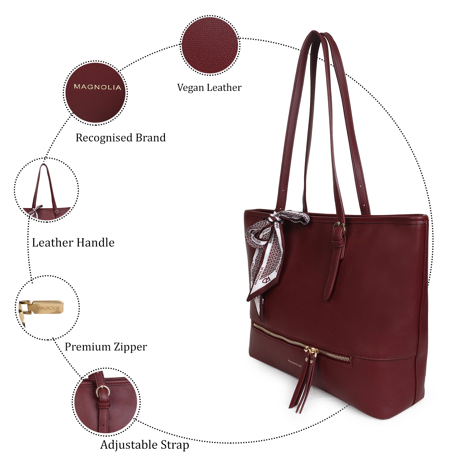 Magnolia Bruna Medium Tote Bag Maroon