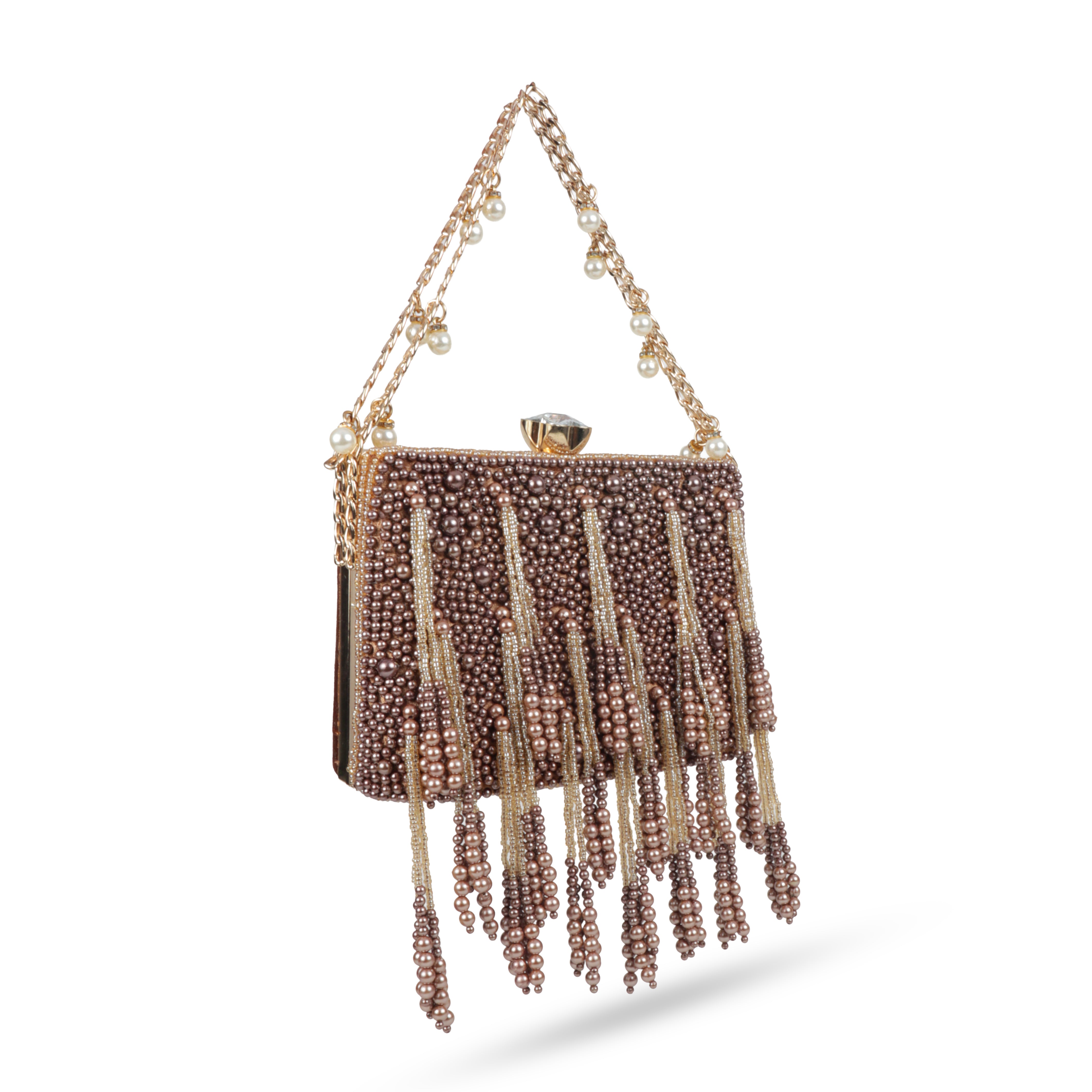 Magnolia Luxe Bronze Beaded Velvet Clutch – Bridal, Festive & Party Wear