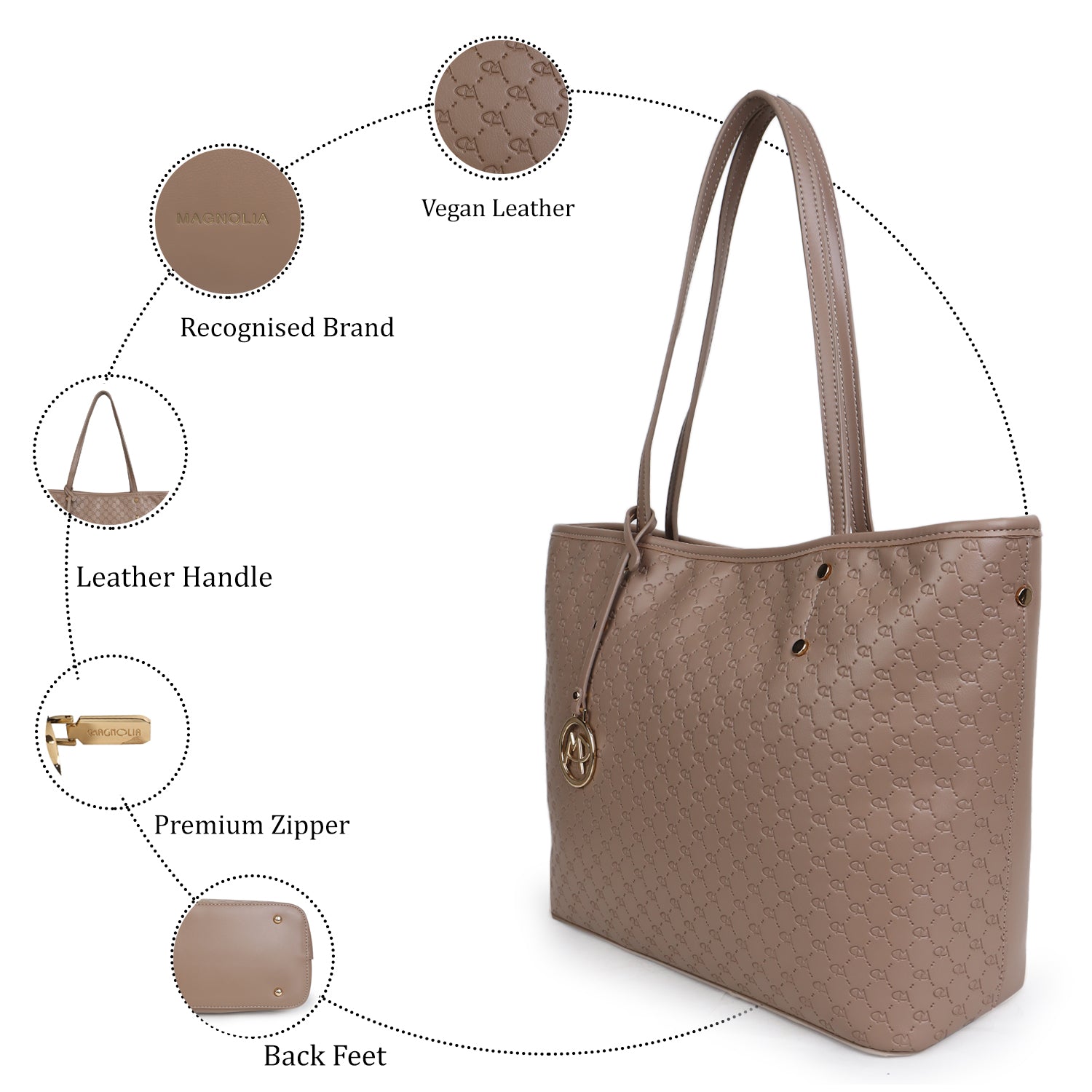 Magnolia Gia Medium Tote Bag Beaver Brown