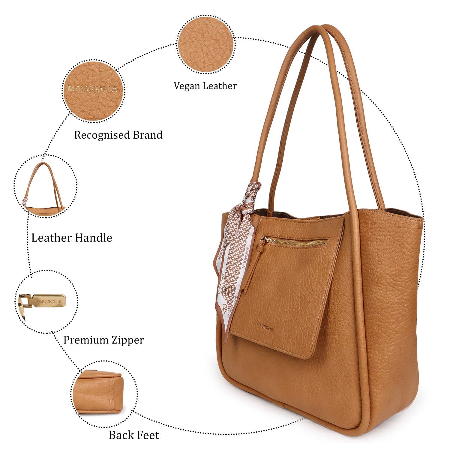 Magnolia Michela Medium Tote Bag Tan Brown