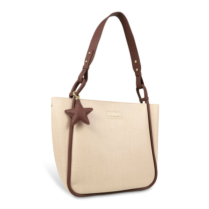 Stylish Leather Tote Bag with Star Charm & Spacious Interior