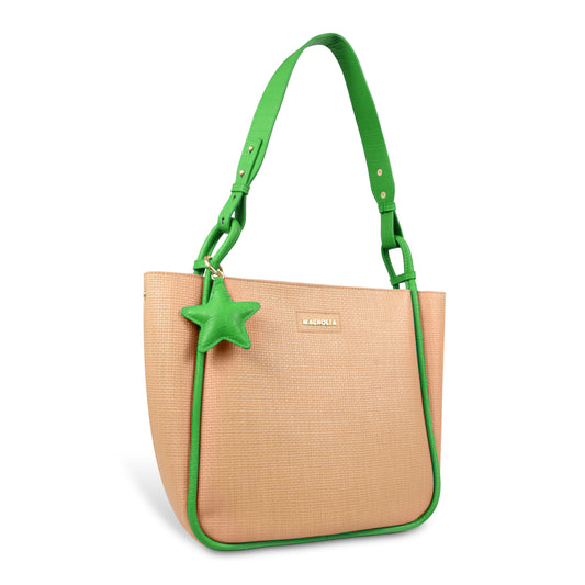 Stylish Leather Tote Bag with Star Charm & Spacious Interior