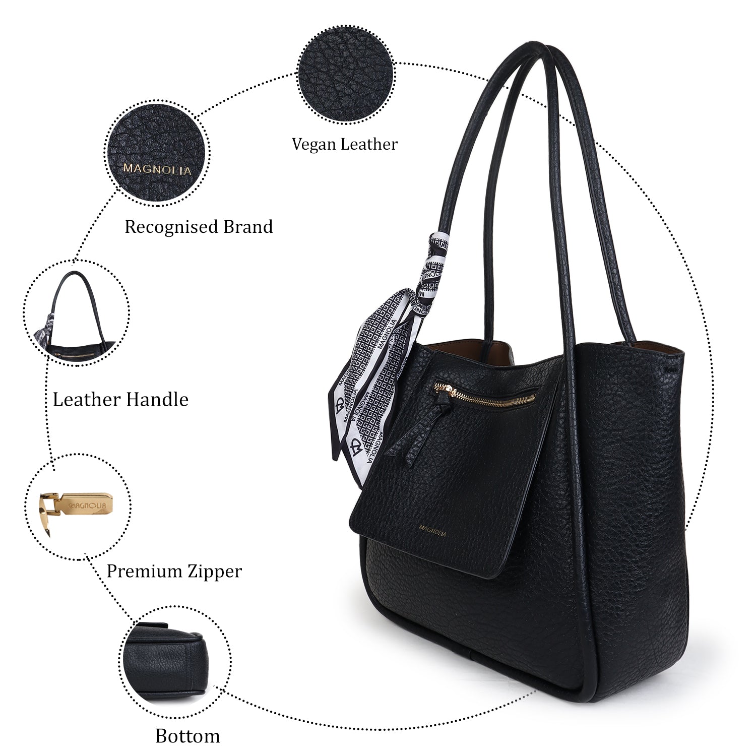 Magnolia Michela Medium Tote Bag Black