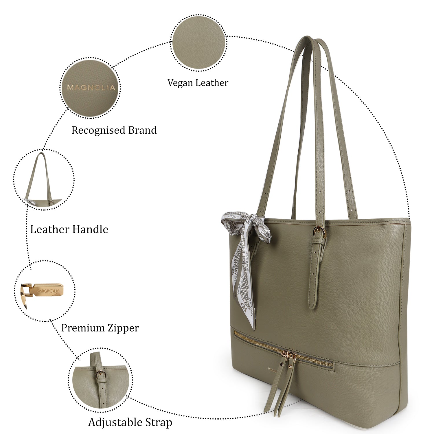 Magnolia Bruna Medium Tote Bag Sage Green