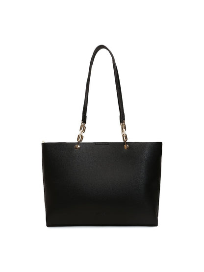 Magnolia Black PU Leather Printed One Size Women Tote