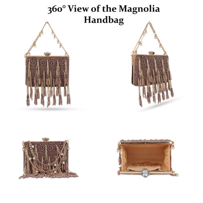 Magnolia Copper Velvet Embellished Women Clutch