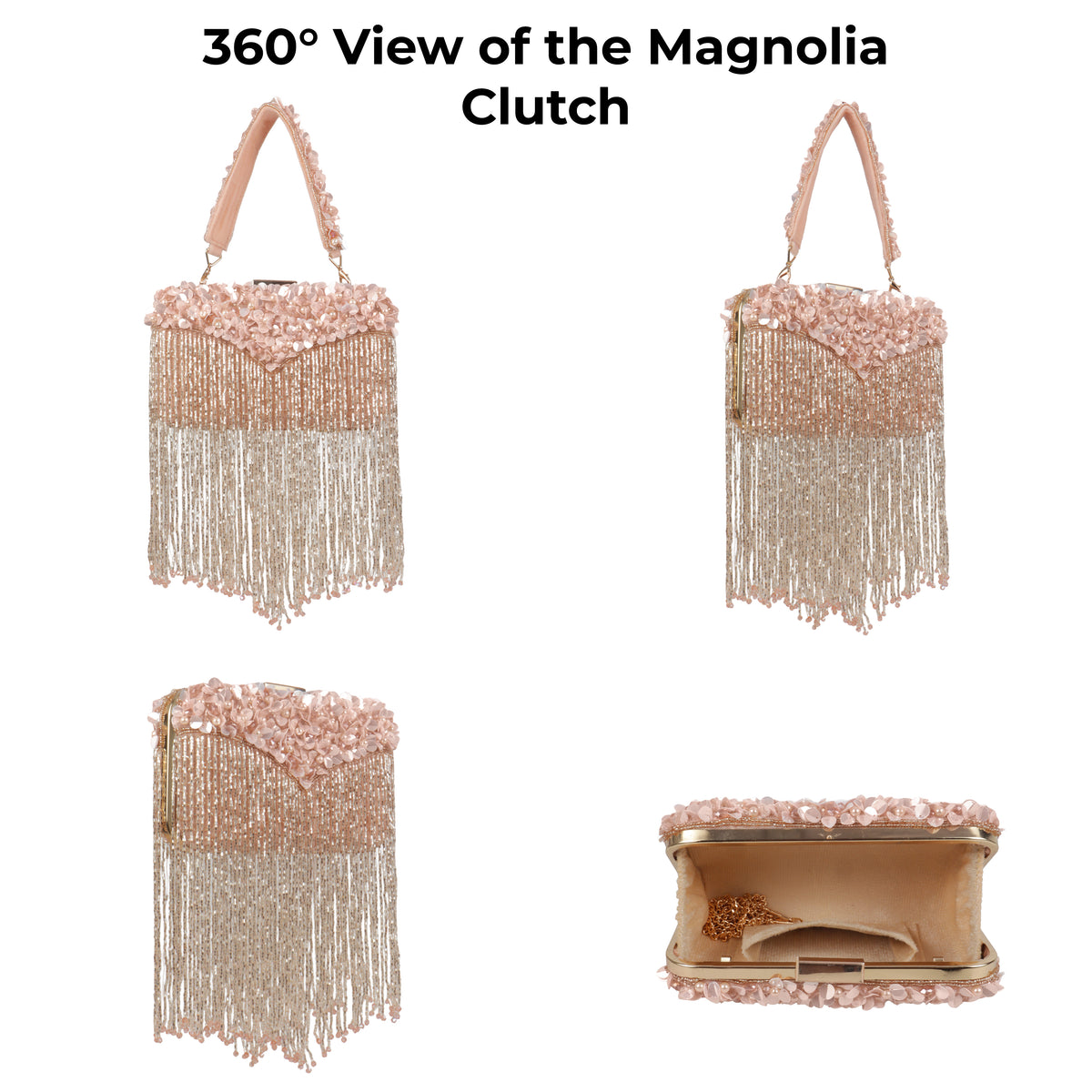 Magnolia Pink Velvet Embellished Women Clutch