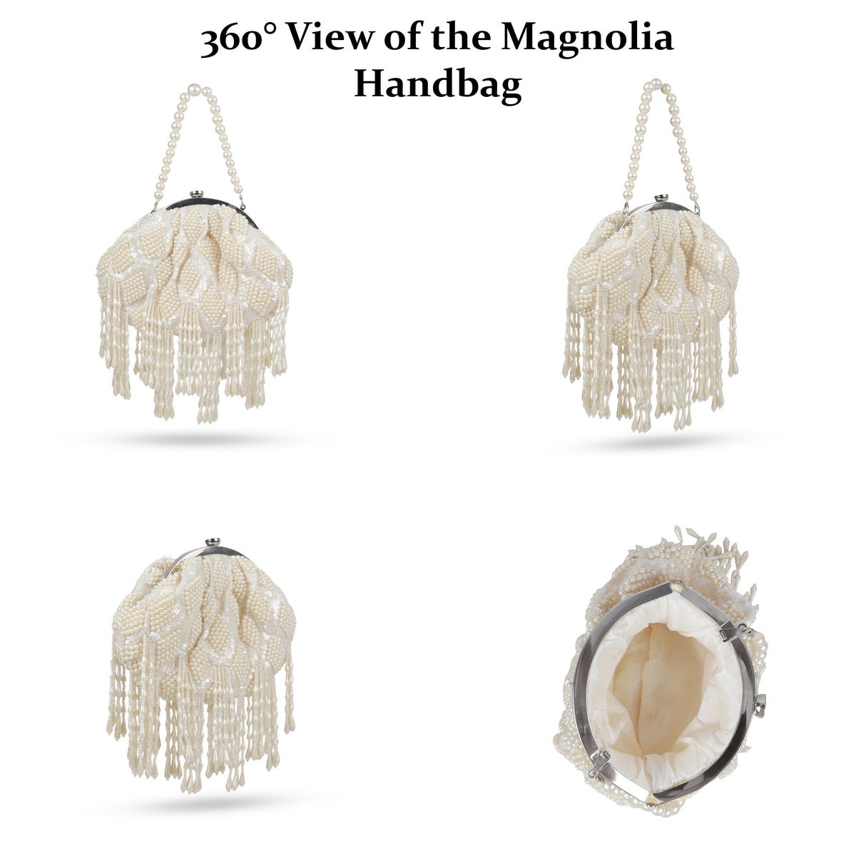 Magnolia Off White Velvet Embellished Women Clutch