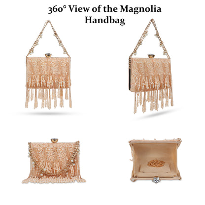 Magnolia Peach Velvet Embellished Women Clutch