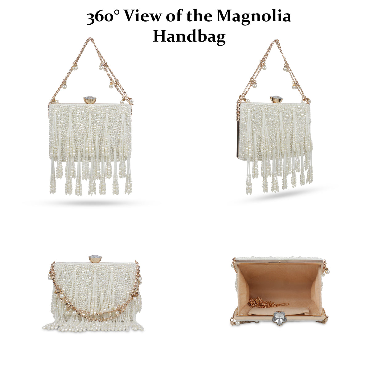 Magnolia White Velvet Embellished Women Clutch