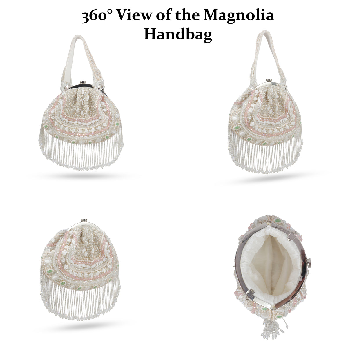 Magnolia White Velvet Embellished Women Clutch
