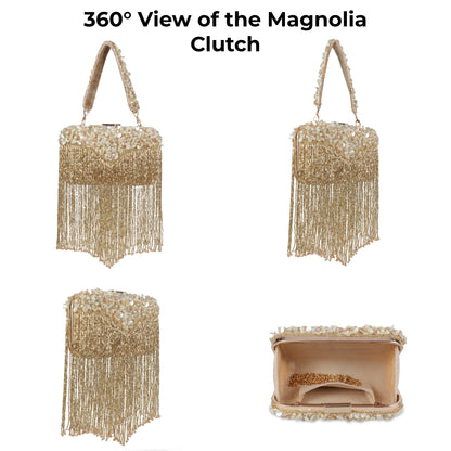 Magnolia Rose Gold Velvet Embellished Women Clutch