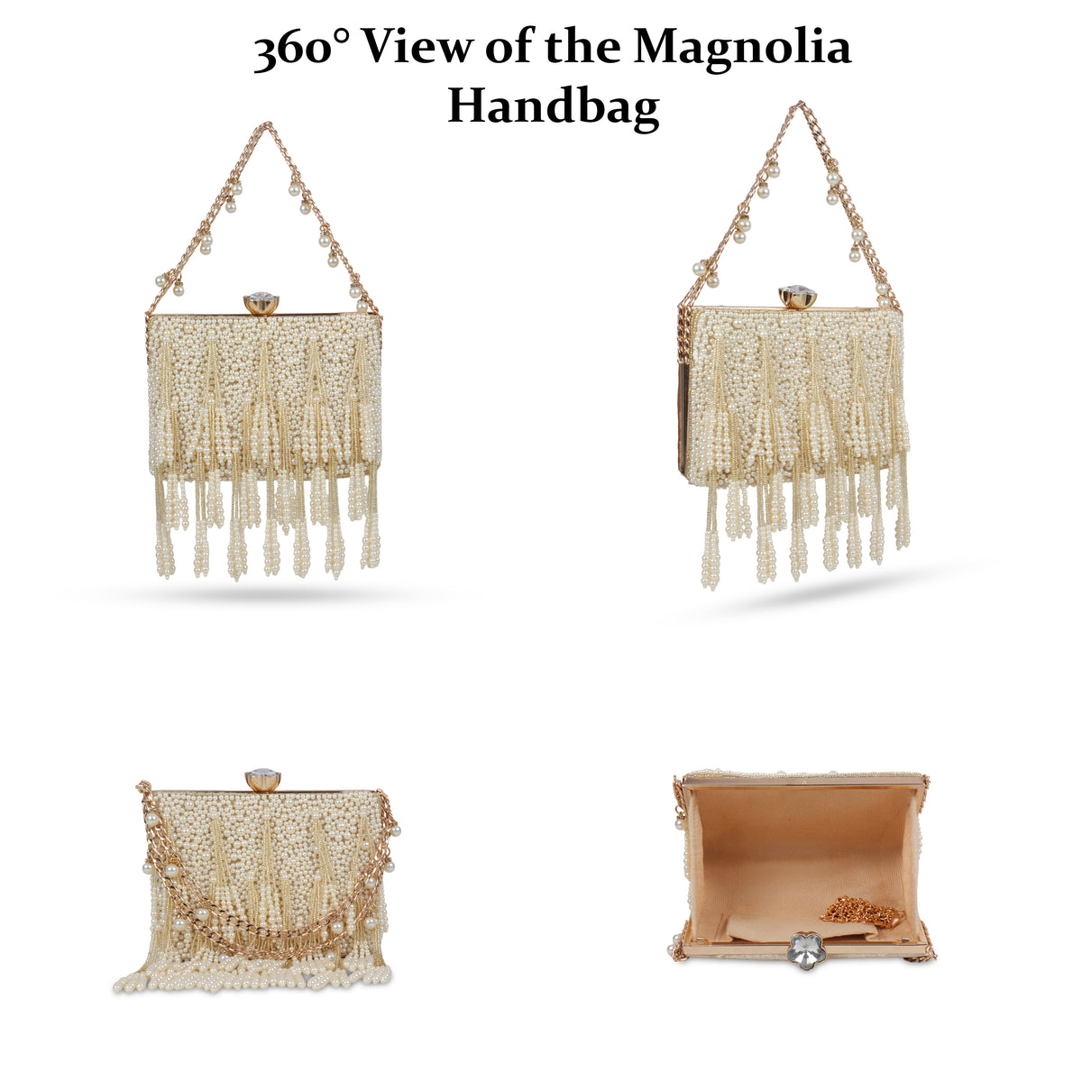 Magnolia Beige Velvet Embellished Women Clutch