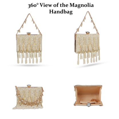 Magnolia Beige Velvet Embellished Women Clutch