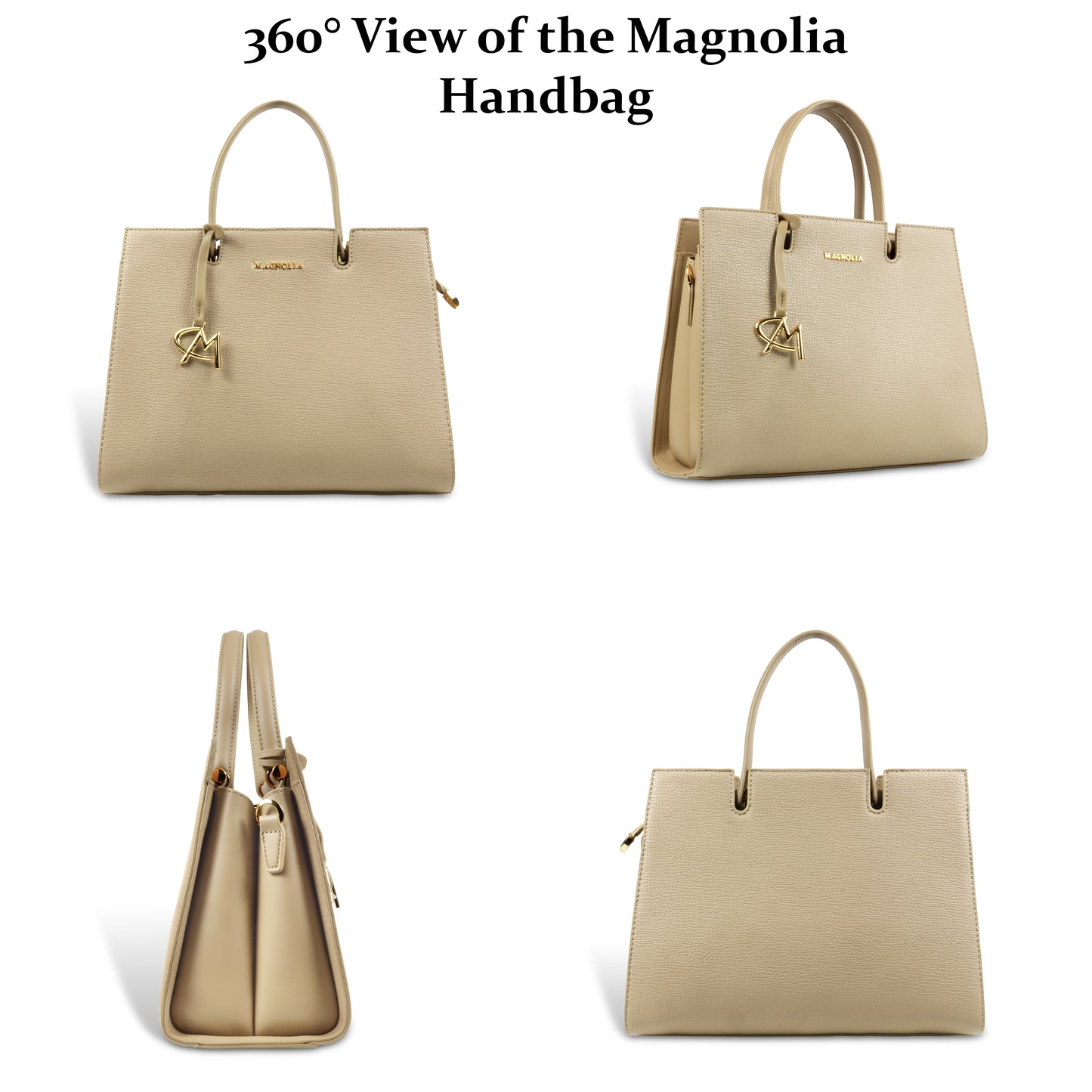 Magnolia Women’s Handbag – 9.5L Spacious Faux Leather Tote in Gold