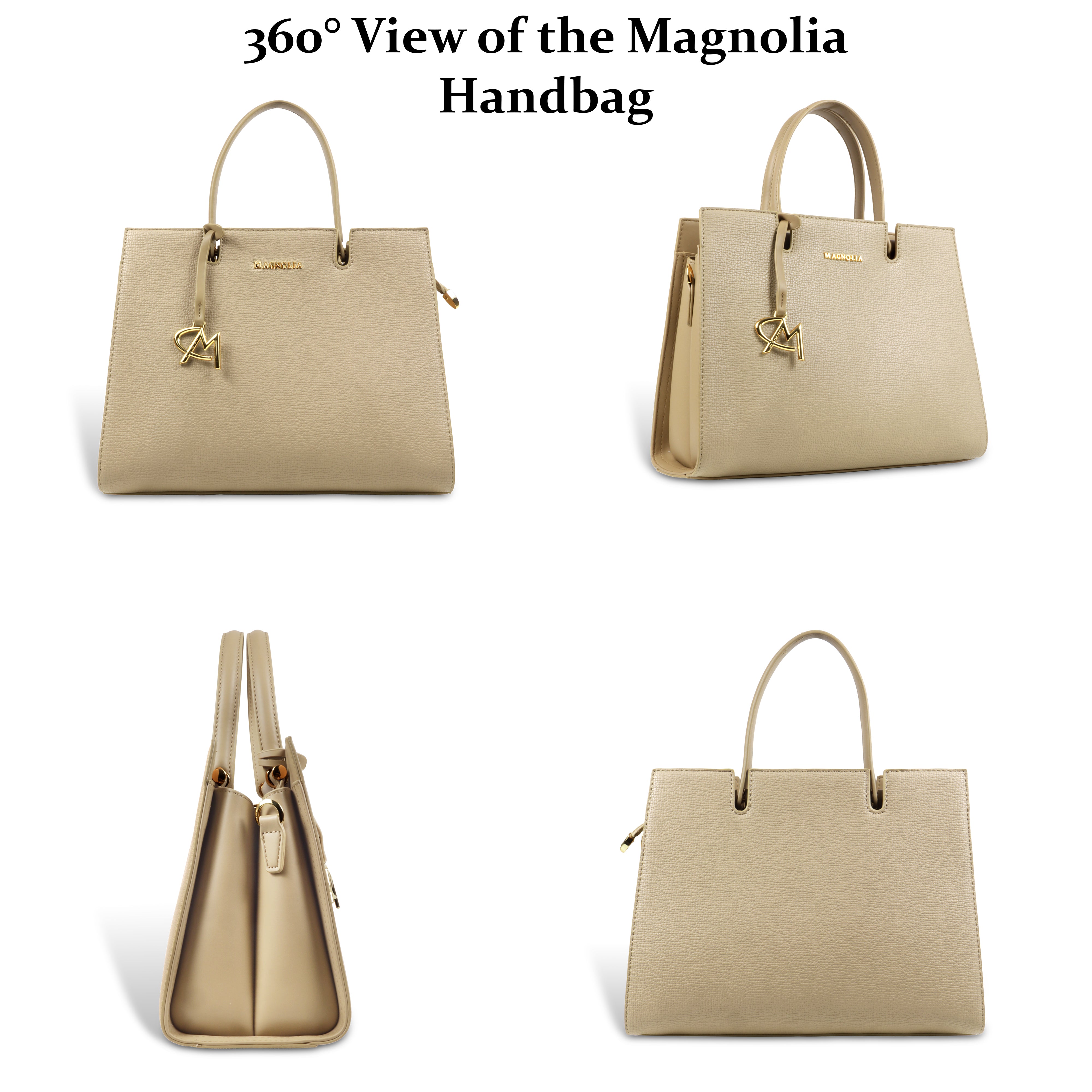 Magnolia Women’s Handbag – 9.5L Spacious Faux Leather Tote in Gold