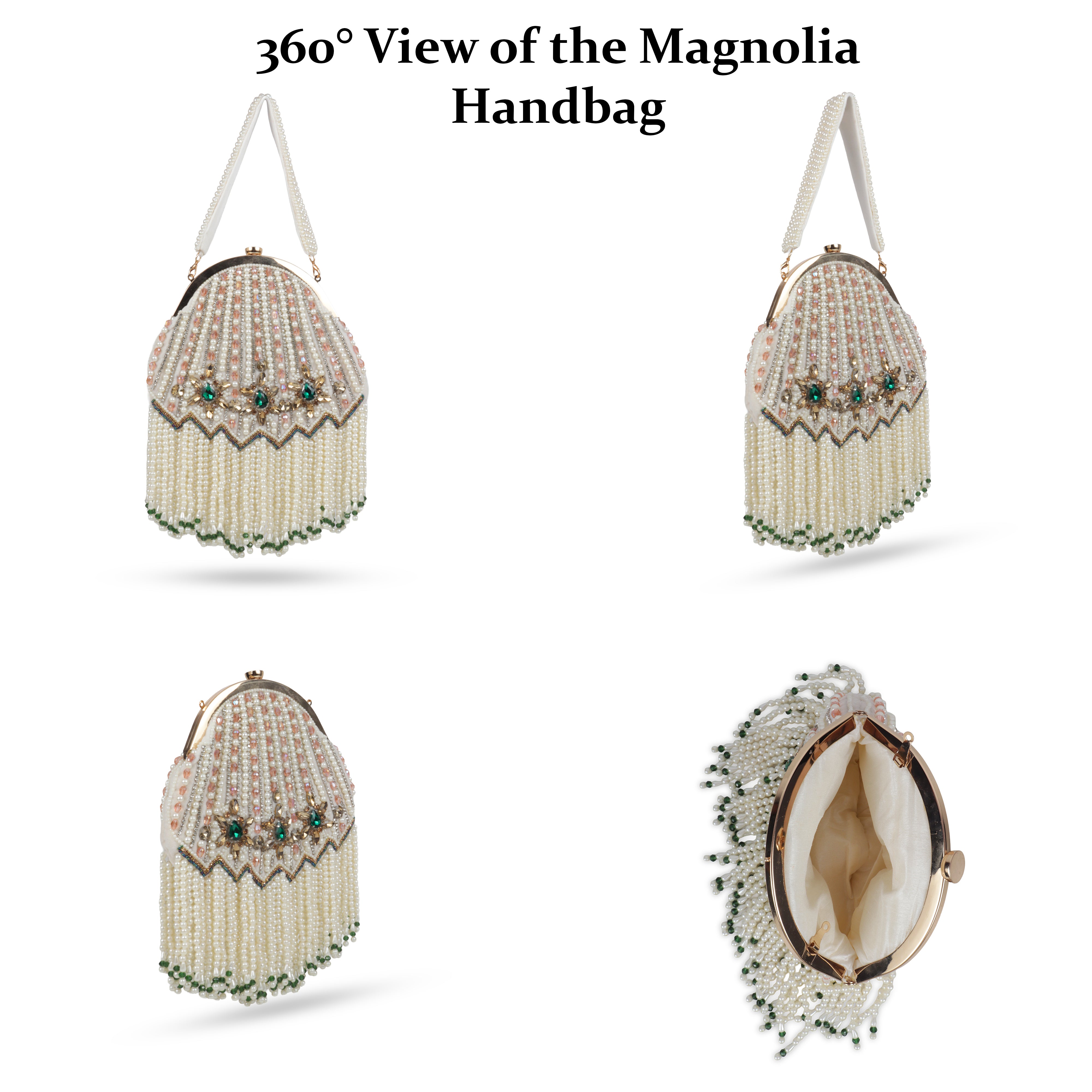 Magnolia-Luxe White Velvet Beaded Clutch Bag – Bridal & Party Wear Handbag