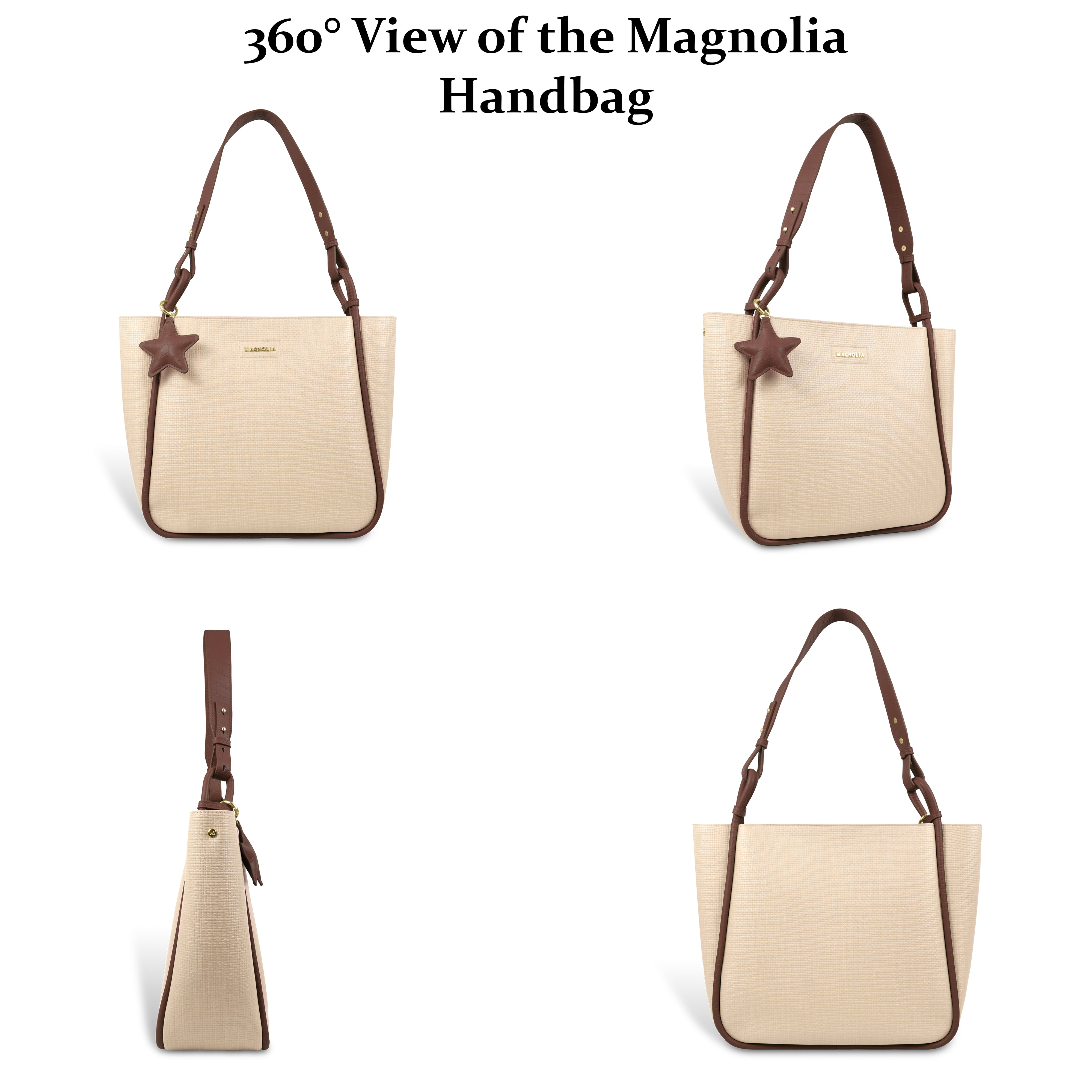 Stylish Leather Tote Bag with Star Charm & Spacious Interior