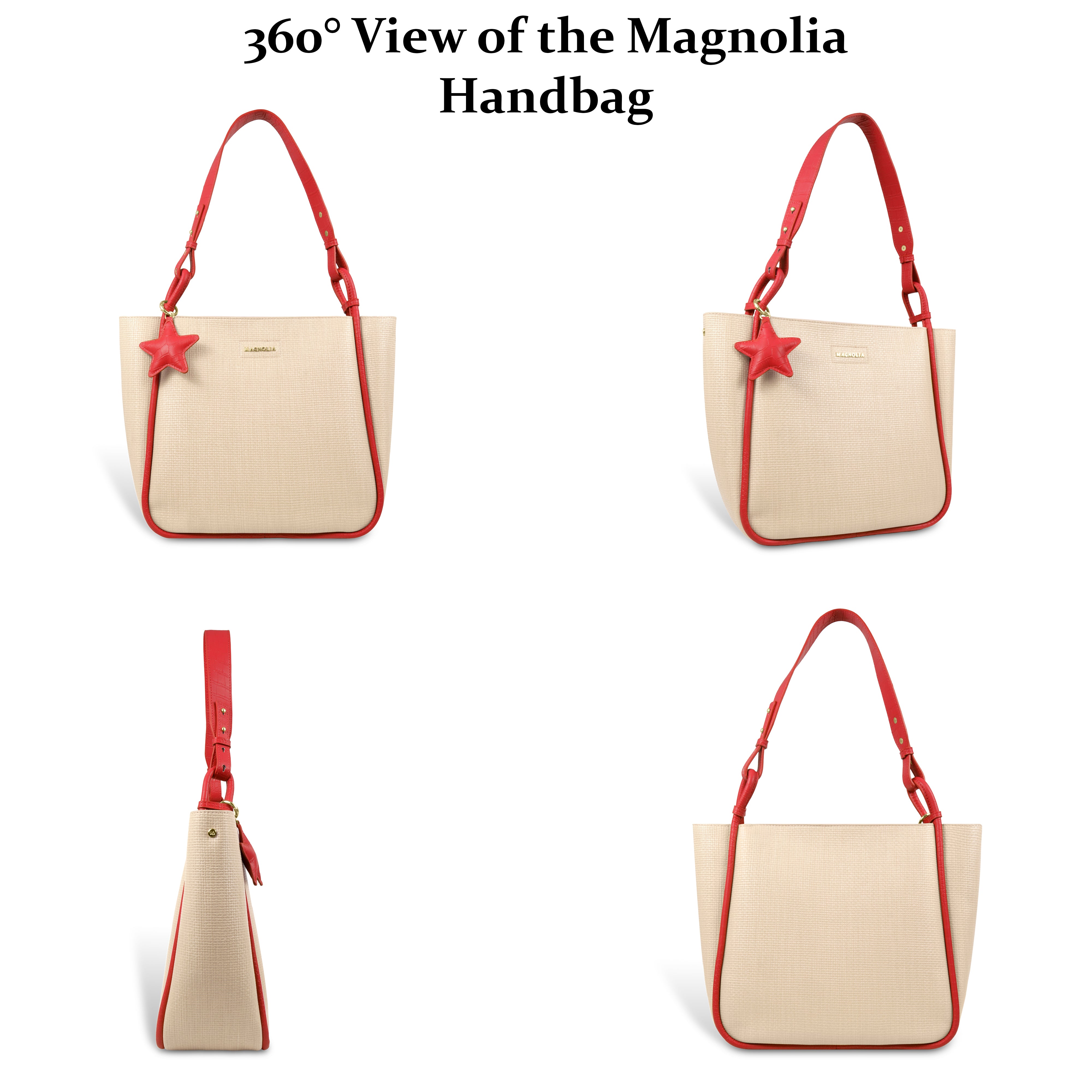 Stylish Leather Tote Bag with Star Charm & Spacious Interior