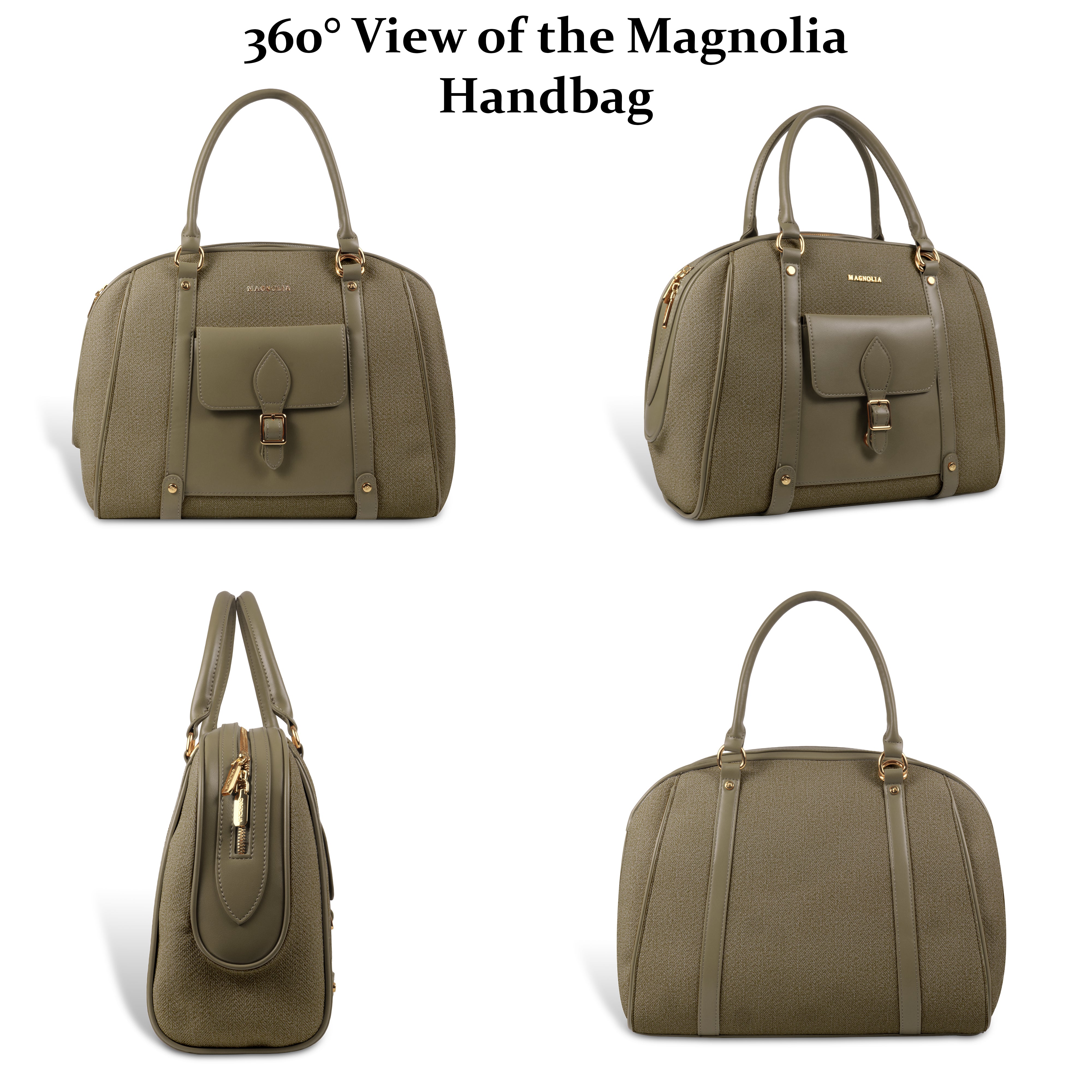Magnolia Elegant Leatherette Handbag for Women with Detachable Strap