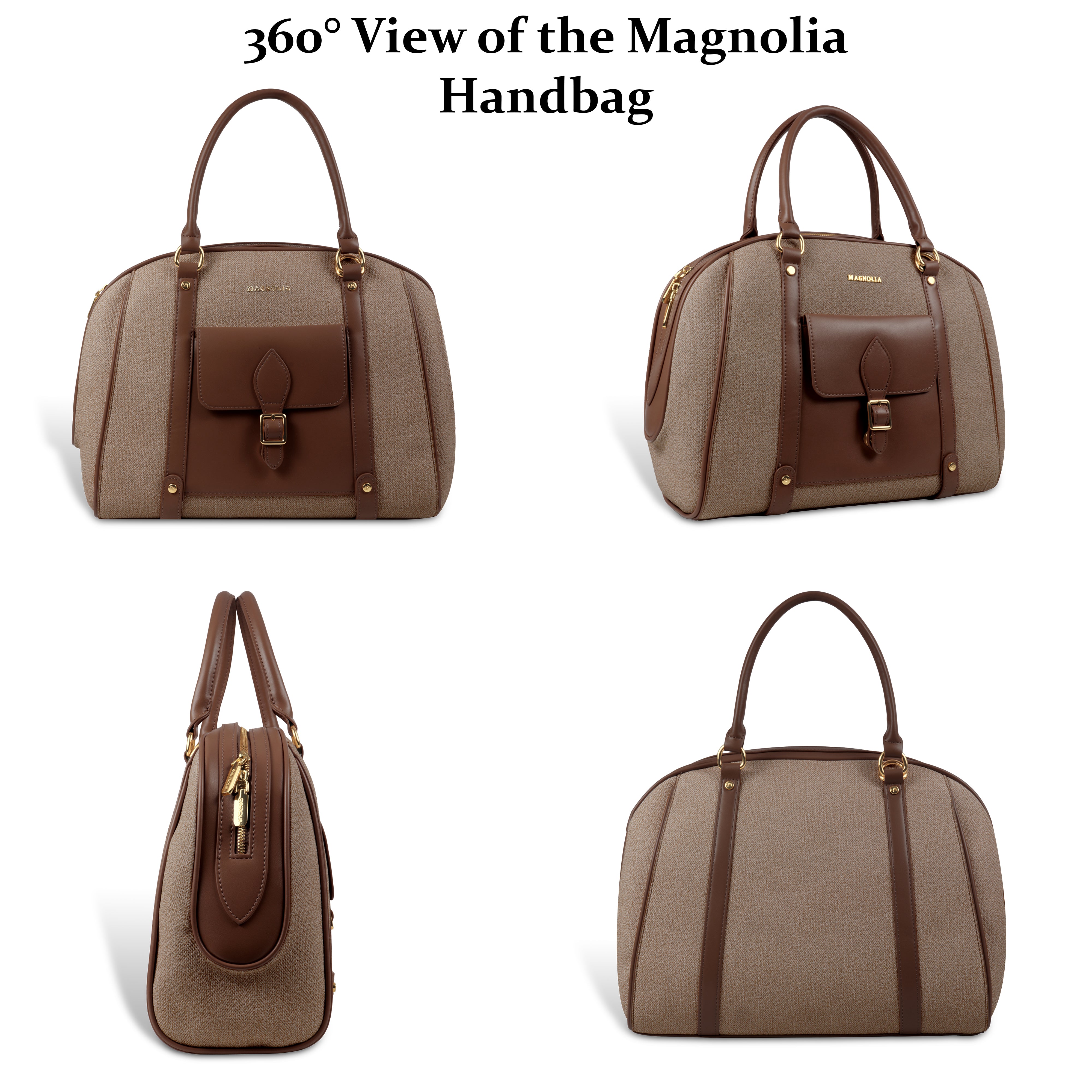Magnolia Elegant Leatherette Handbag for Women with Detachable Strap