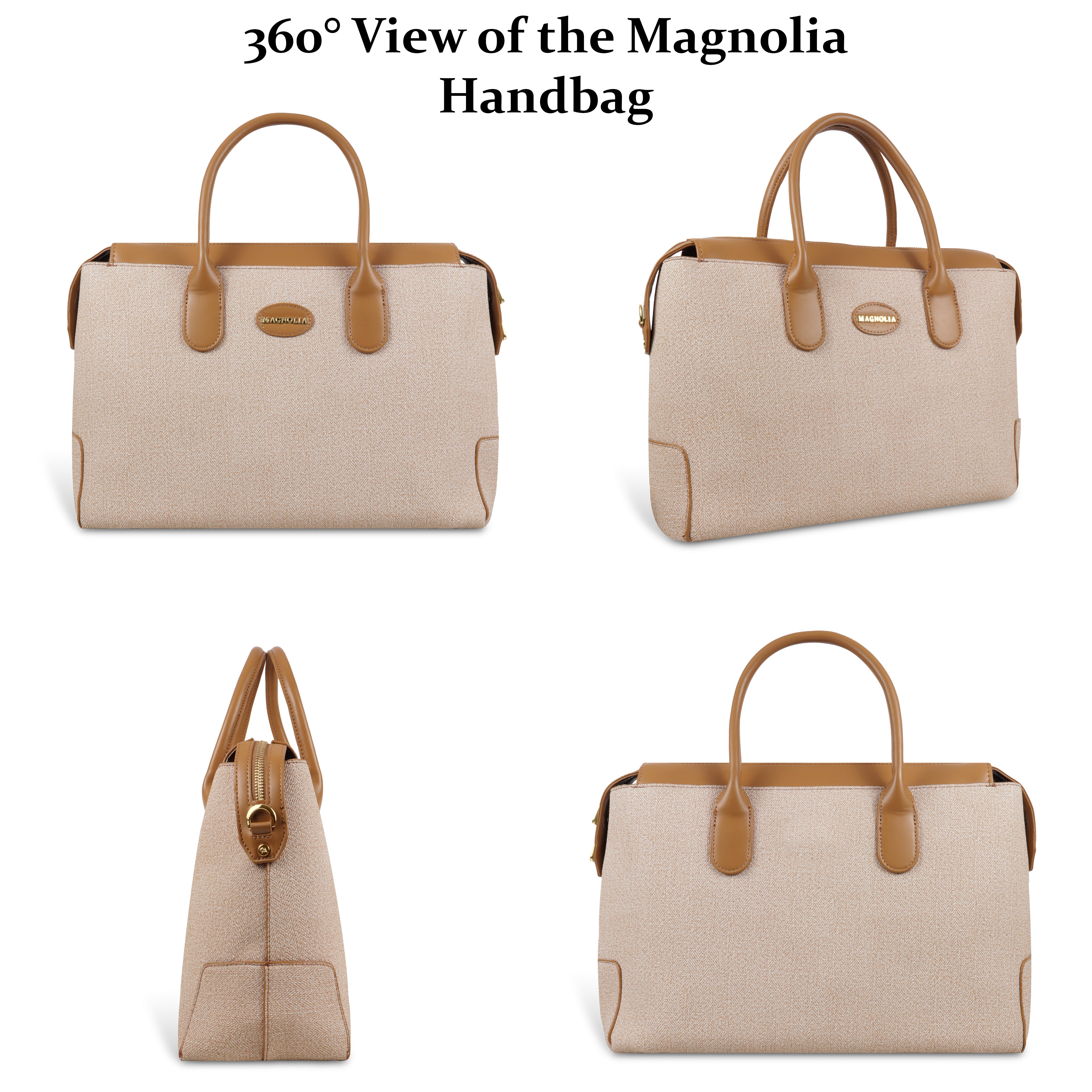 Magnolia Elegant Structured Handbag for Women - Premium Shoulder Tote with Top Handles & Detachable Strap