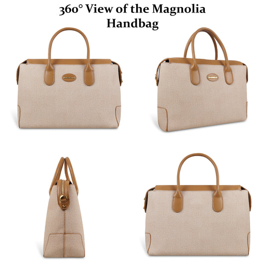 Magnolia Elegant Structured Handbag for Women - Premium Shoulder Tote with Top Handles & Detachable Strap