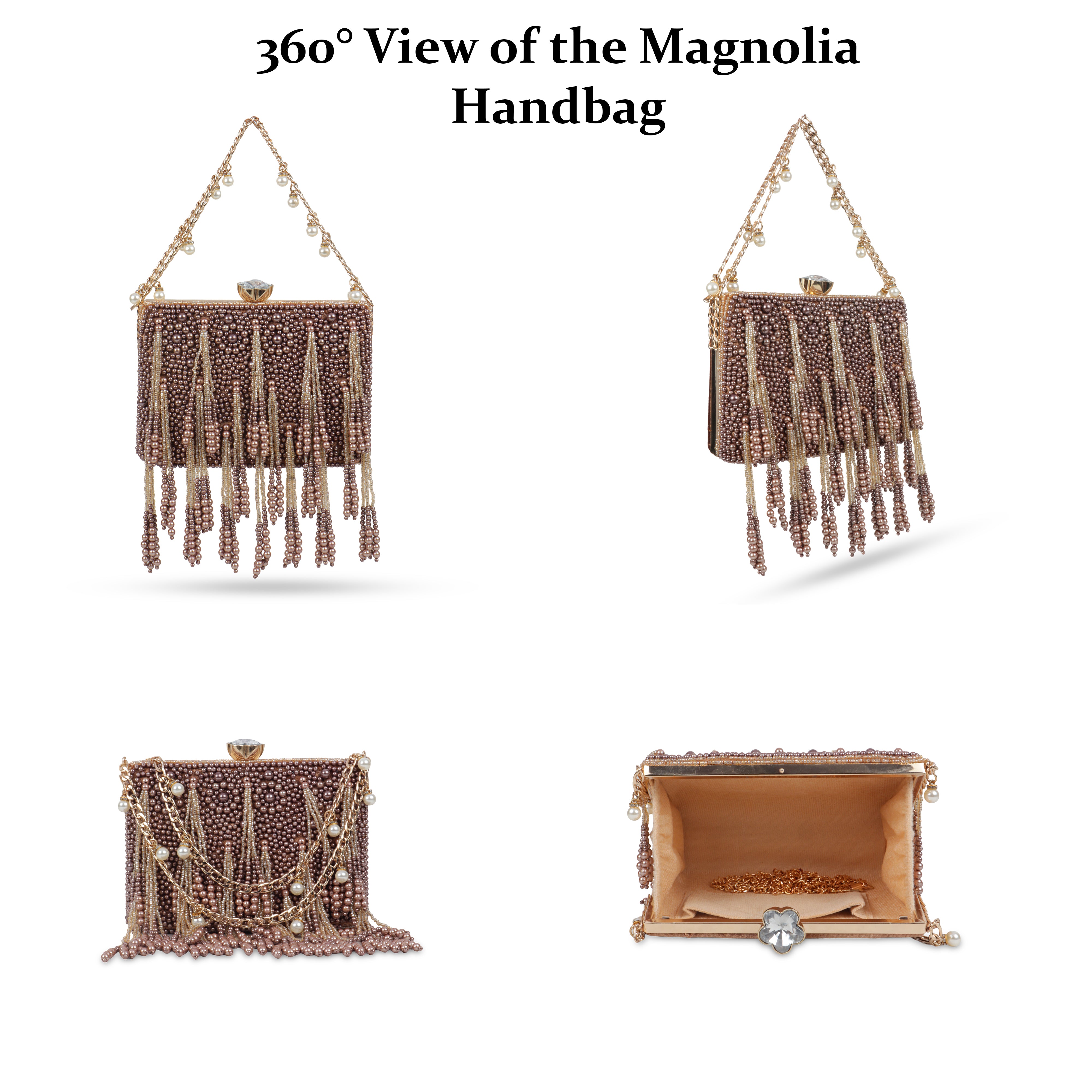 Magnolia Luxe Bronze Beaded Velvet Clutch – Bridal, Festive & Party Wear