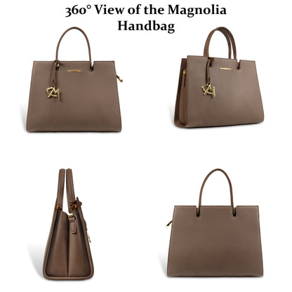 Magnolia Women’s Handbag – 9.5L Spacious Faux Leather Tote in Brown