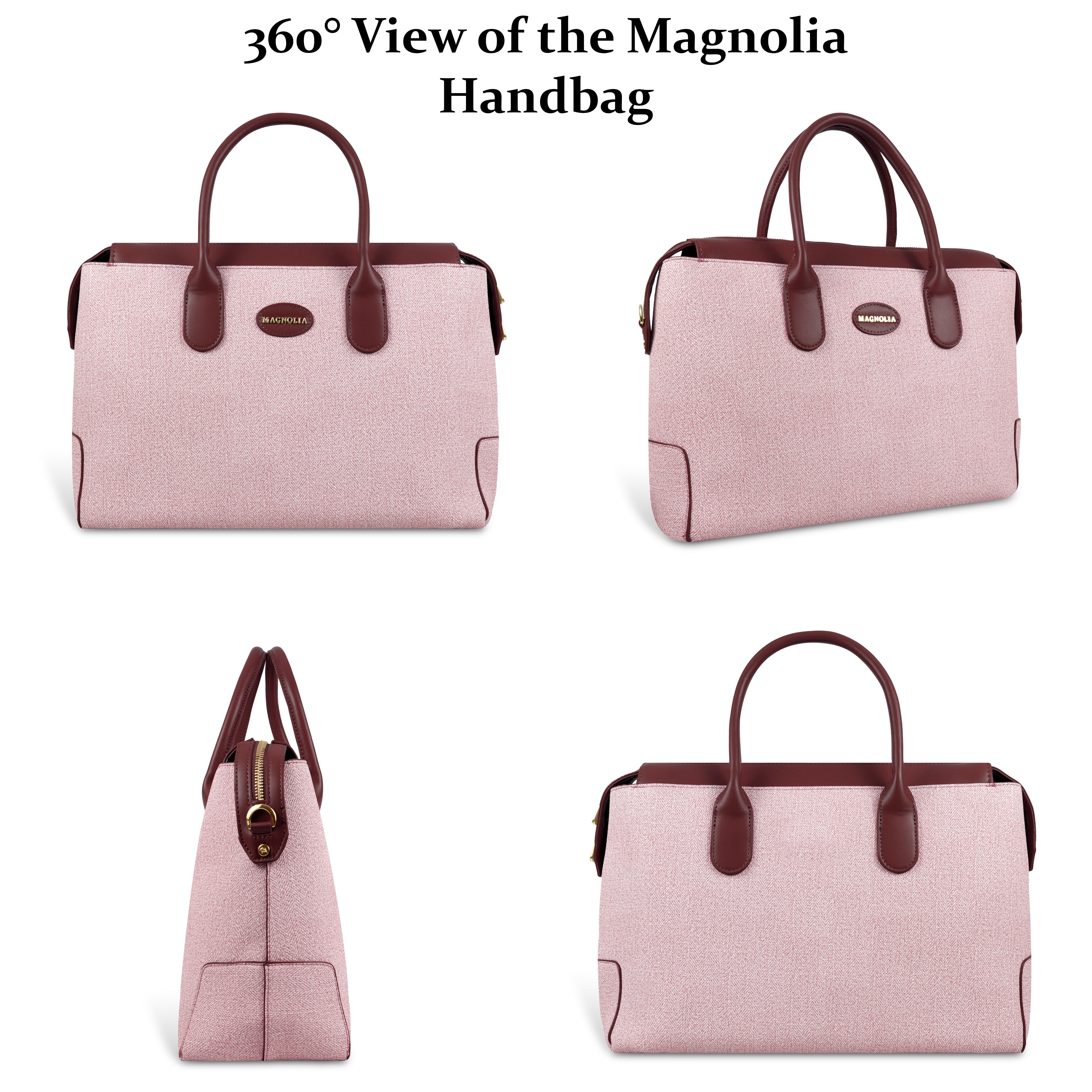 Magnolia Elegant Structured Handbag for Women - Premium Shoulder Tote with Top Handles & Detachable Strap