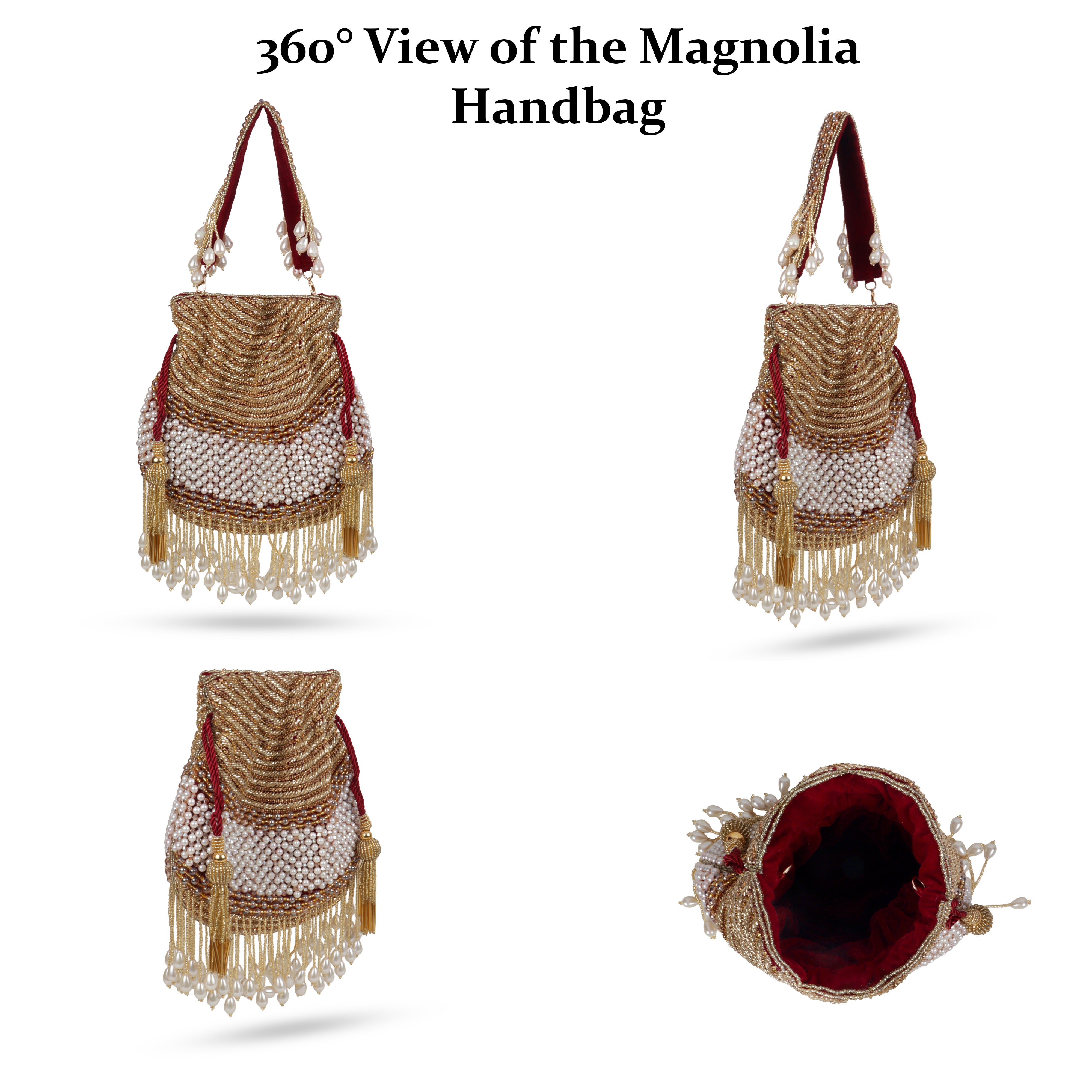 Magnolia Luxe Gold Bridal & Party Clutch with Pearl & Beaded Tassels