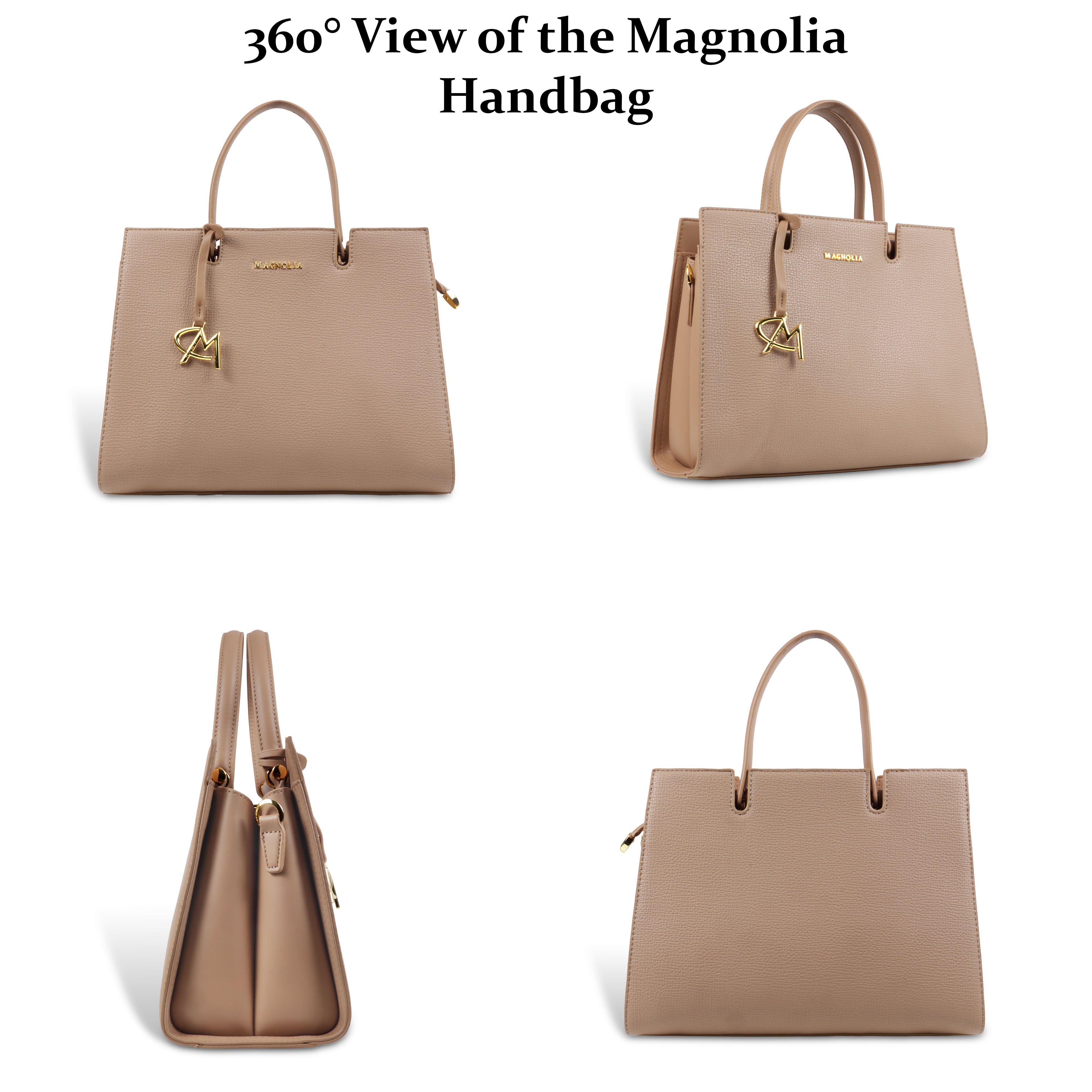 Magnolia Women’s Handbag – 9.5L Spacious Faux Leather Tote in Khaki